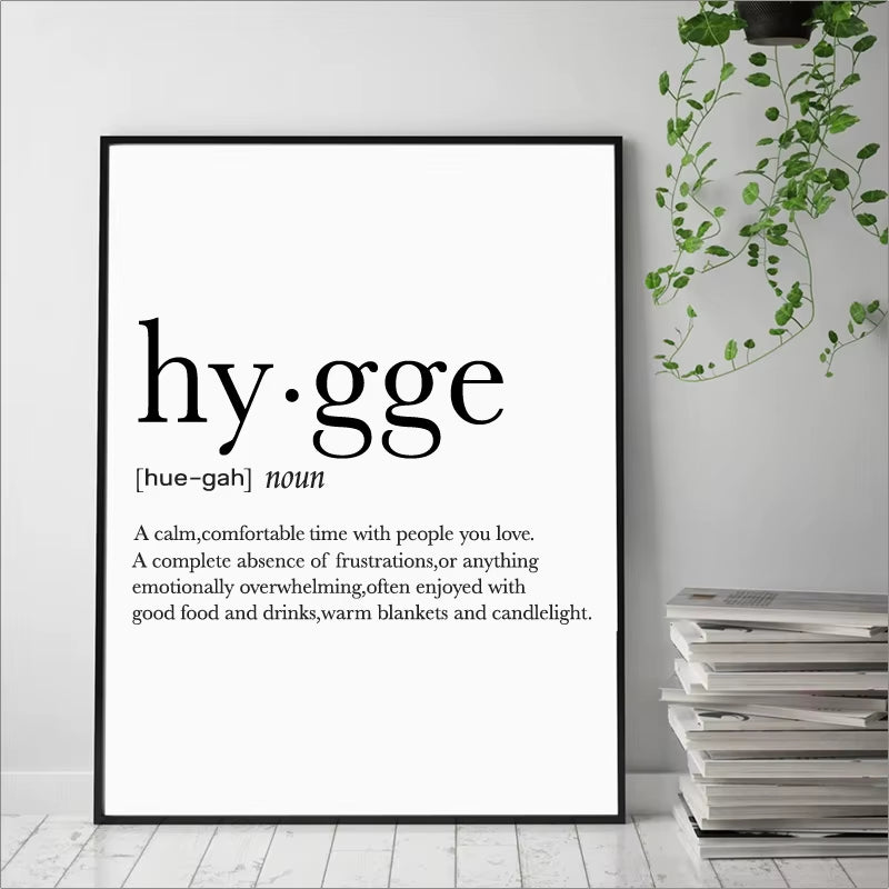 Romantic Dictionary Art Print Hygge Definition Minimalist Poster for Home Bar Salon Restaurant Wall Art Hygge Decor