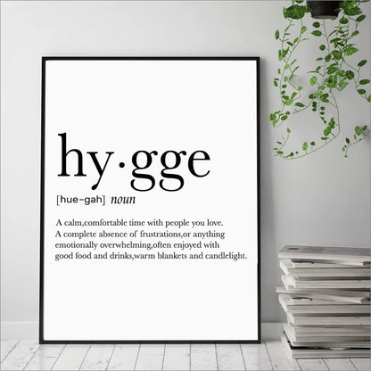 Romantic Dictionary Art Print Hygge Definition Minimalist Poster for Home Bar Salon Restaurant Wall Art Hygge Decor