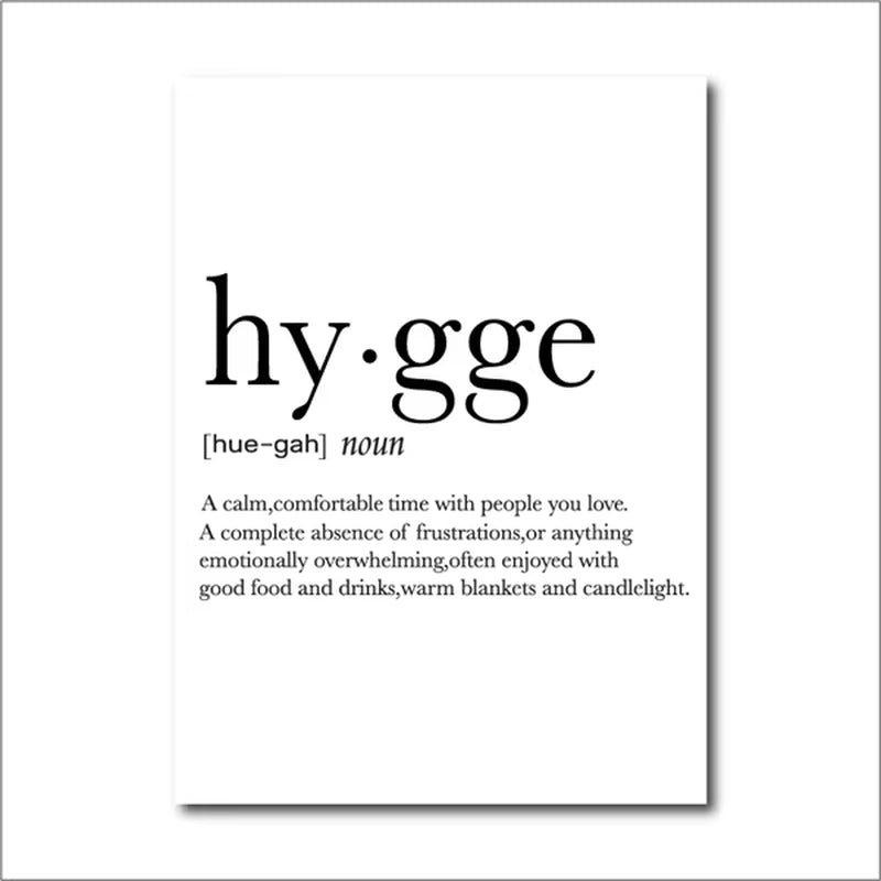 Romantic Dictionary Art Print Hygge Definition Minimalist Poster for Home Bar Salon Restaurant Wall Art Hygge Decor