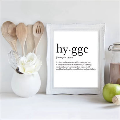 Romantic Dictionary Art Print Hygge Definition Minimalist Poster for Home Bar Salon Restaurant Wall Art Hygge Decor