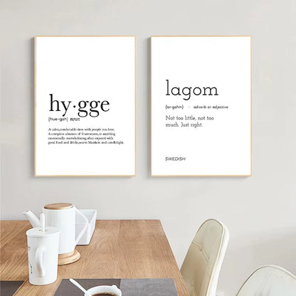 Romantic Dictionary Art Print Hygge Definition Minimalist Poster for Home Bar Salon Restaurant Wall Art Hygge Decor
