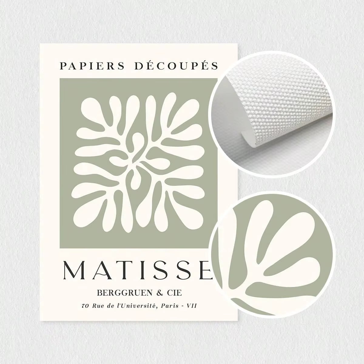 Set of 3 Sage Green Spring Flower Matisse Wall Art Canvas, Green Plant Print Poster, Bohemian Wall Art, Matisse Art Gallery Wall, Henry Matisse Print, Minimalist Modern Home Decoration, Wall Decoration, Living Room Gift, Bedroom Aesthetic Wall Art, Frameless