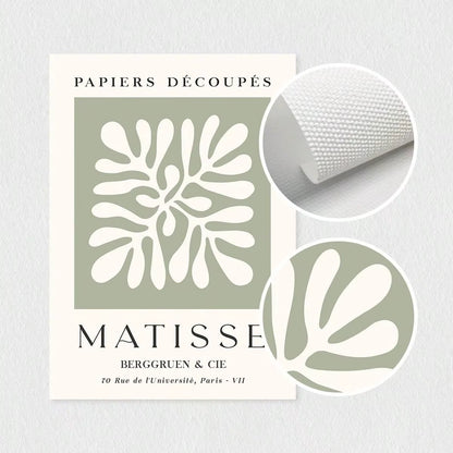 Set of 3 Sage Green Spring Flower Matisse Wall Art Canvas, Green Plant Print Poster, Bohemian Wall Art, Matisse Art Gallery Wall, Henry Matisse Print, Minimalist Modern Home Decoration, Wall Decoration, Living Room Gift, Bedroom Aesthetic Wall Art, Frameless