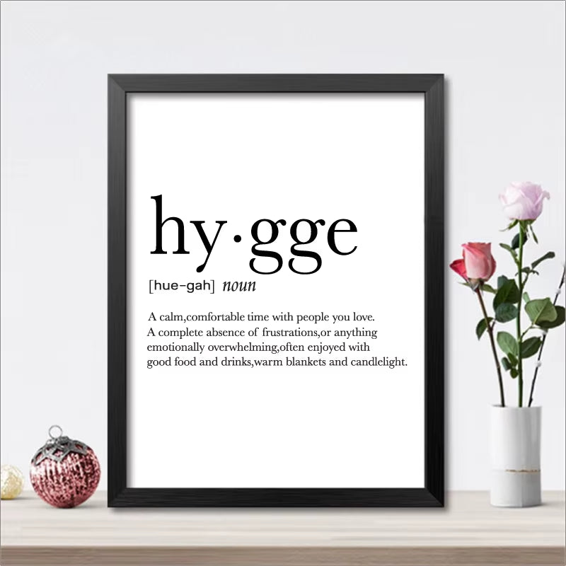 Romantic Dictionary Art Print Hygge Definition Minimalist Poster for Home Bar Salon Restaurant Wall Art Hygge Decor