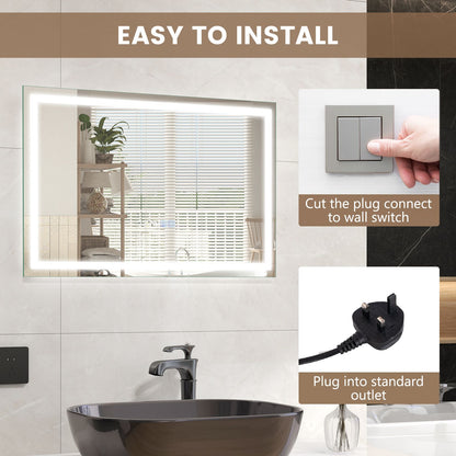 75 X 50 CM LED Wall Mounted Rectangle Mirror with 3-Color Dimmable Lights