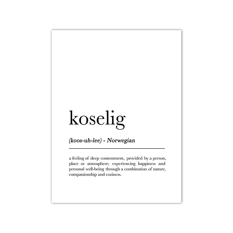 Romantic Dictionary Art Print Hygge Definition Minimalist Poster for Home Bar Salon Restaurant Wall Art Hygge Decor
