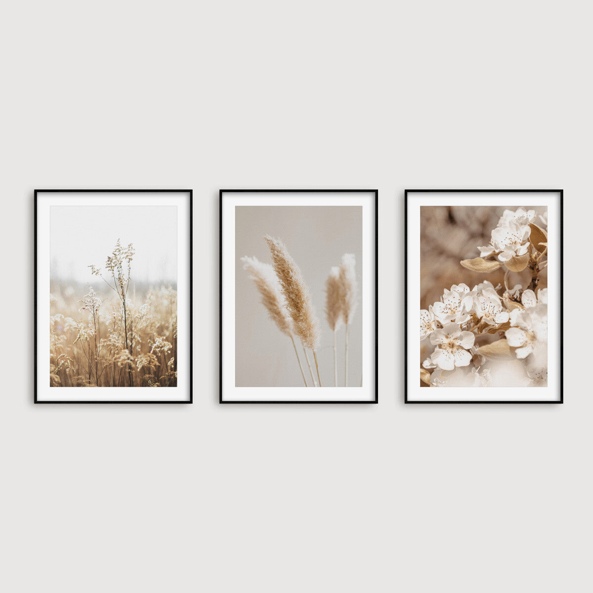 Beige Botanical Wall Art Prints Bedroom Living Room Posters Pictures Home Decor
